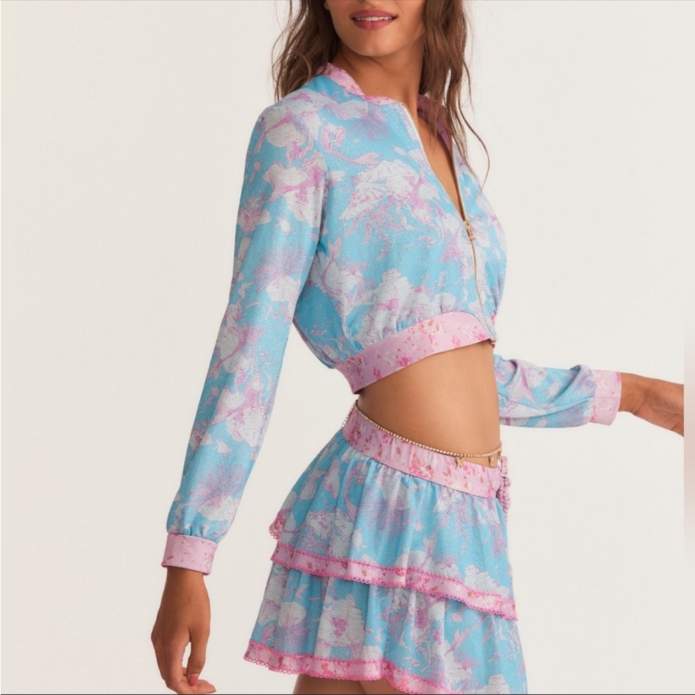 LOVE SHACK FANCY x HURLEY Under The Sea  Cropped bomber jacket size L NEW